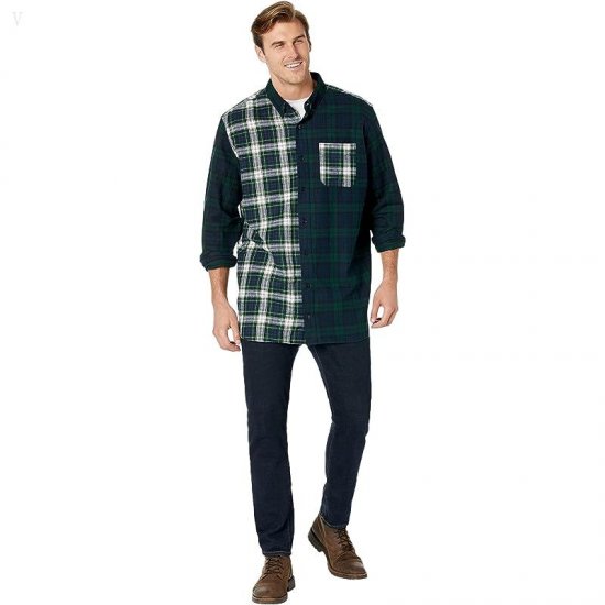 L.L.Bean Scotch Plaid Flannel Traditional Fit Shirt - Tall Black Watch Patchwork ID-MtnFAnUh