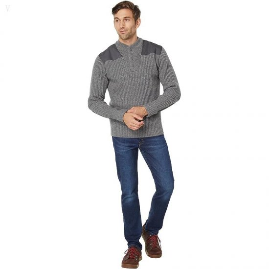L.L.Bean Commando Fatigue Henley Sweater Gray Heather ID-AL5F83M6