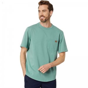 L.L.Bean BeanBuilt Cotton Pocket Tee Short Sleeve Sea Pine ID-6bCzvo8C