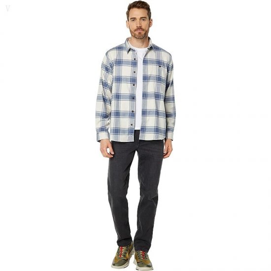 L.L.Bean BeanFlex All Season Flannel Shirt Long Sleeve Traditional Fit Vintage Indigo ID-DZc3670Q