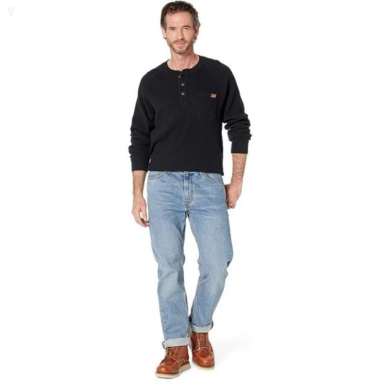 L.L.Bean BeanBuilt Waffle Henley Midnight Black ID-XY4J2Yw2