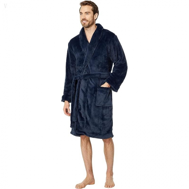 L.L.Bean Wicked Plush Robe Regular Navy ID-No5jJs6F - Click Image to Close