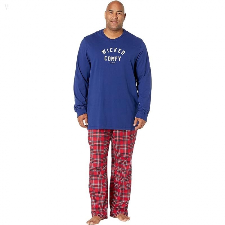 L.L.Bean Camp Pajamas Set Tall Deep Marine Blue ID-6UZFad4D - Click Image to Close