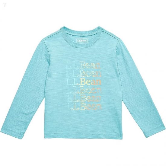 L.L.Bean Graphic Tee Glow in the Dark Long Sleeve (Big Kids) Sea Blue Logo ID-2a5Blp0z