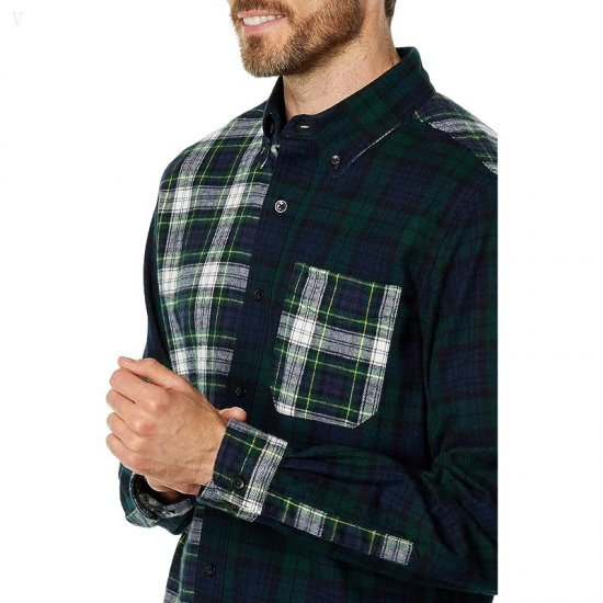 L.L.Bean Scotch Plaid Flannel Traditional Fit Shirt Black Watch Patchwork ID-TeS0sb9K