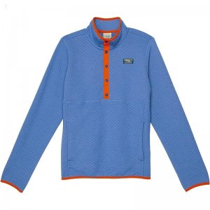 L.L.Bean Quilted Snap 1/4 Pullover Solid (Big Kids) Rustic Blue ID-vMoRv60q