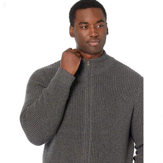 L.L.Bean Organic Cotton Full Zip Sweater - Tall Dark Cinder ID-BxNxEY67