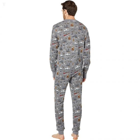 L.L.Bean Mini Waffle One-Piece Regular Federal Gray Heritage Scenic ID-ysYFrhDS