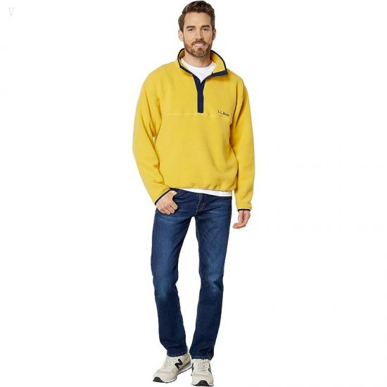 L.L.Bean Bean\'s Classic Snap Fleece Pullover Print Adults Field Gold ID-2vzQQuAY