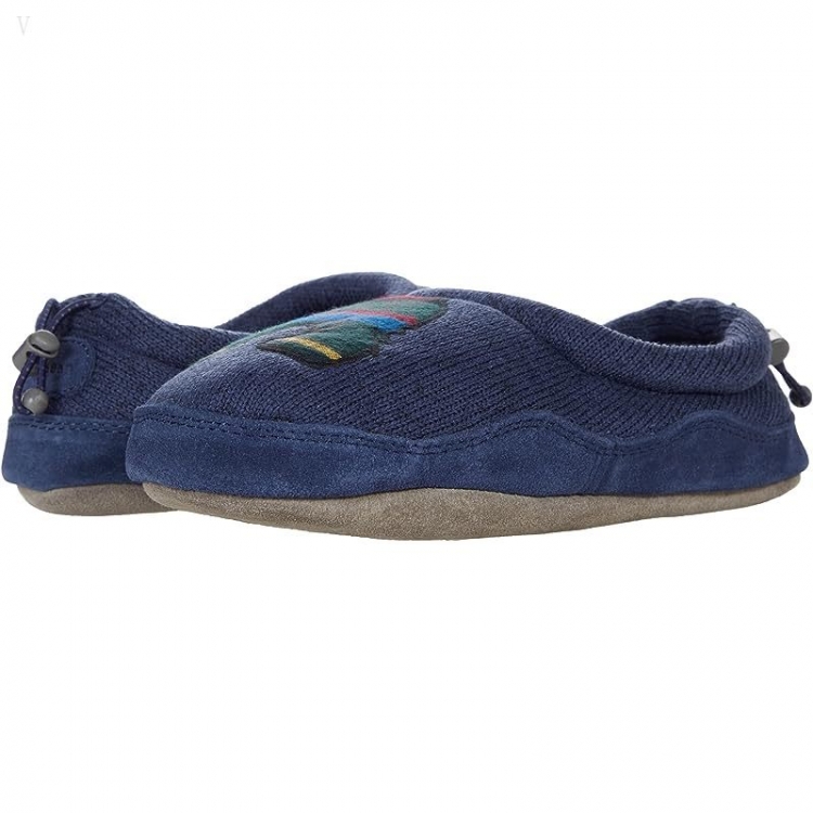 L.L.Bean Sweater Fleece Slipper Motif (Toddler/Little Kid/Big Kid) Bright Navy Polar Bear ID-5M3TzhHg - Click Image to Close
