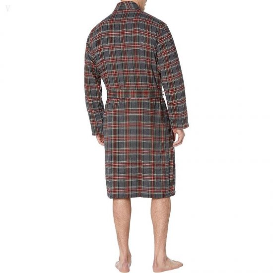 L.L.Bean Scotch Plaid Flannel Robe - Tall Grey Stewart ID-79pIOpLk