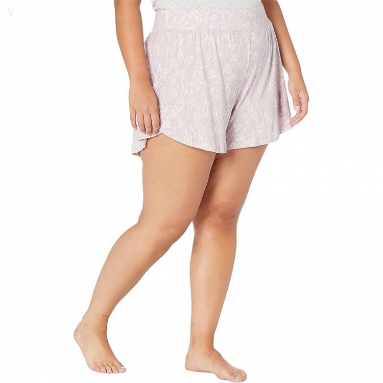 L.L.Bean Plus Size Restore Sleep Shorts Print Lilac Mist Print ID-WLHXXFQn - Click Image to Close