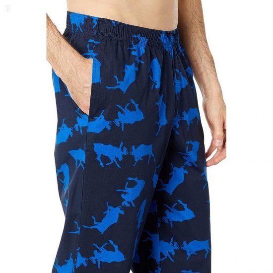 L.L.Bean Comfort Stretch Woven Sleep Pants Regular Classic Navy Moose ID-vY7DiHBb