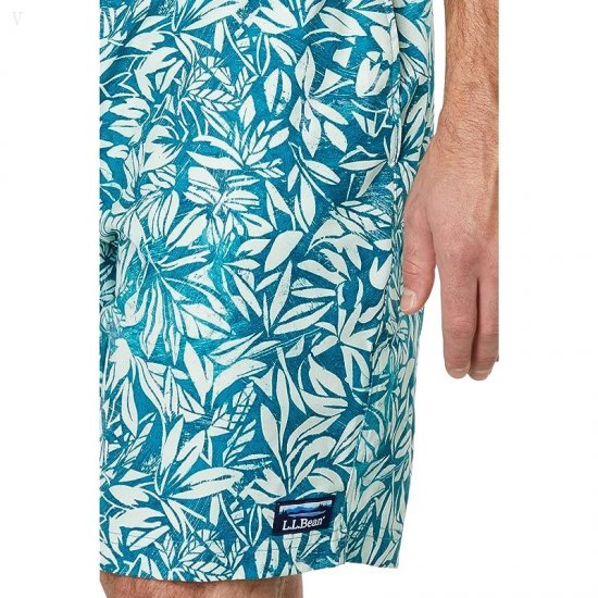 L.L.Bean Vacationland Stretch Swim Trunks 2.0 Printed Deep Azure Leaves ID-j3alinr6