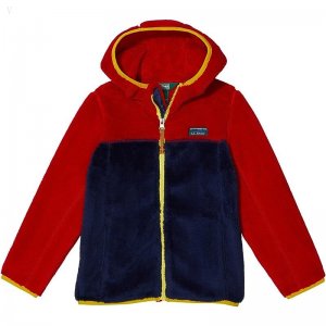L.L.Bean Hi-Pile Fleece Color-Block (Little Kids) Dark Red/Bright Navy ID-SDaqZJJs
