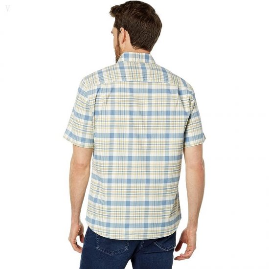 L.L.Bean Comfort Stretch Oxford Short Sleeve Slightly Fitted Plaid Vanilla ID-M9xjy8v2