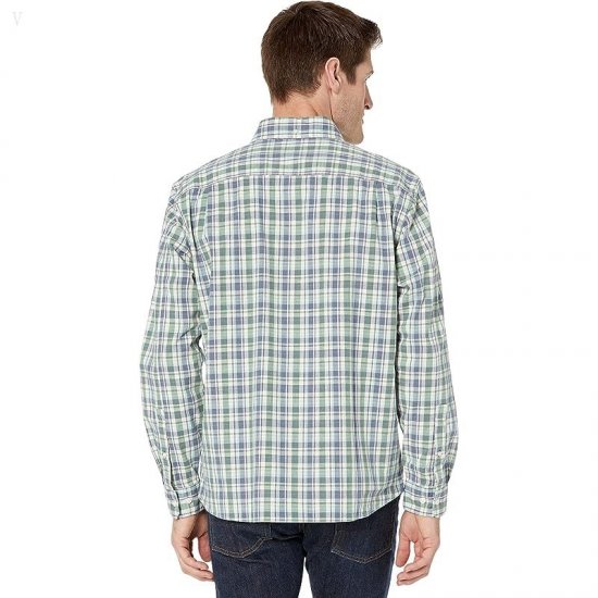 L.L.Bean Comfort Stretch Chambray Shirt Long Sleeve Traditional Fit Plaid Light Everglade ID-qNbmPAuw