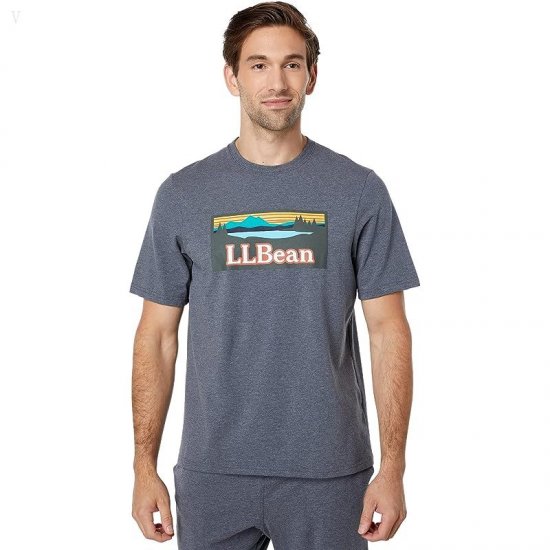L.L.Bean Wicked Soft Knit Pajamas Short Sleeve Regular Gray Heather Katahdin ID-Vqw1QwoH