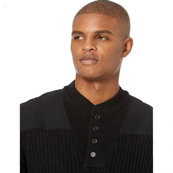 L.L.Bean Commando Fatigue Henley Sweater - Tall Black ID-H1Jd7tKt