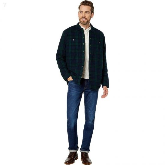L.L.Bean Sherpa Lined Scotch Plaid Shirt Long Sleeve Regular Black Watch ID-wSRll989