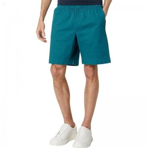 L.L.Bean Lakewashed Stretch Pull-On Khaki Shorts Deep Turquoise ID-h1IhkpyB