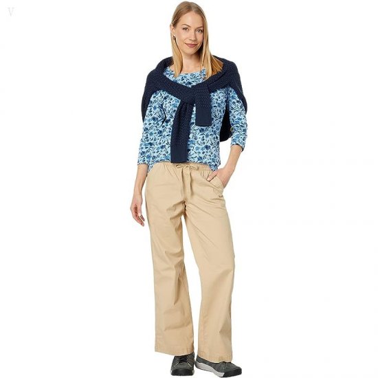 L.L.Bean Pima Cotton Shaped Jewelneck 3/4 Sleeve Print Lake Watercolor Floral ID-ArJwA6BO