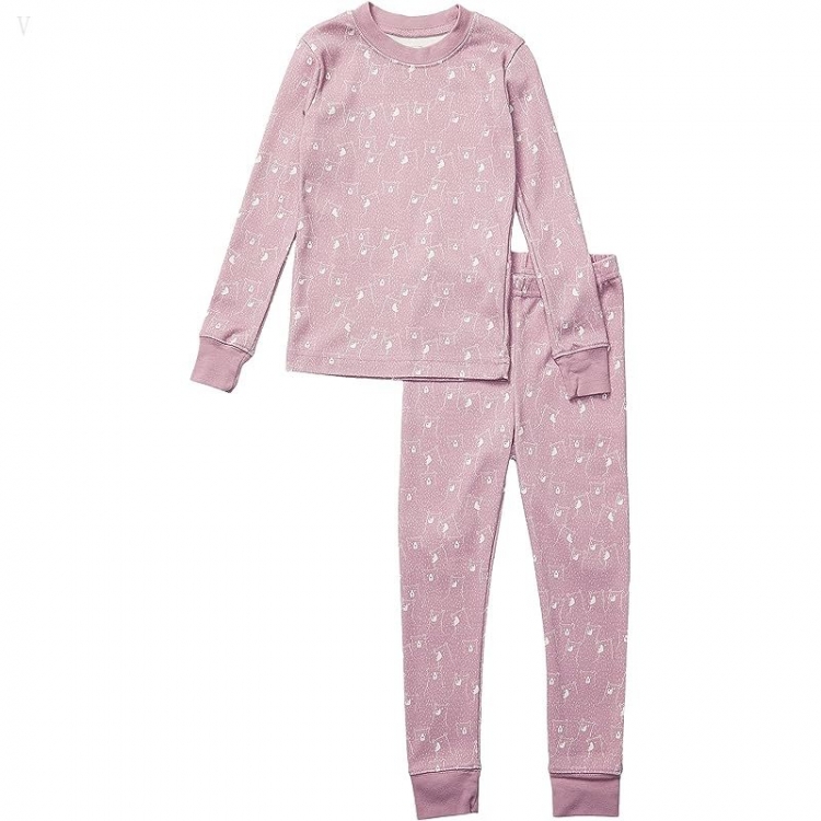 L.L.Bean Organic Cotton Fitted Pajamas (Toddler) Mauve Berry Bears ID-JhxX0Jf5 - Click Image to Close