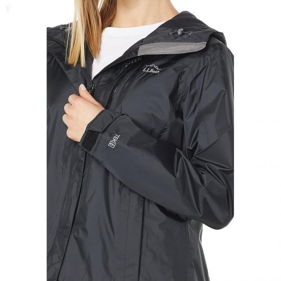 L.L.Bean Petite Trail Model Rain Jacket Fleece-Lined Black ID-li9z3Sev