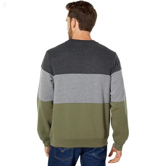 L.L.Bean 1912 Sweatshirt Crew Neck Color-Block Regular Deep Olive/Charcoal Heather ID-MplvCLgW