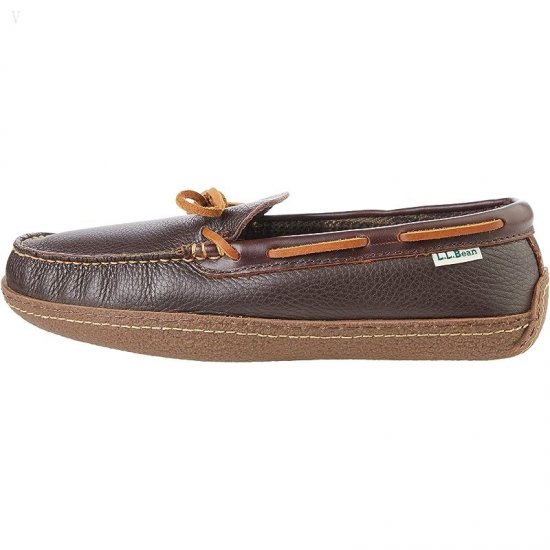 L.L.Bean Hand Sewn Slippers Flannel-Lined Brown ID-jYvSNsLH