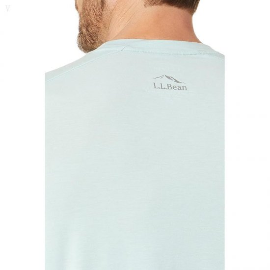 L.L.Bean Tropicwear Comfort Crew Long Sleeve Regular Pale Turquoise ID-oZRmq10U