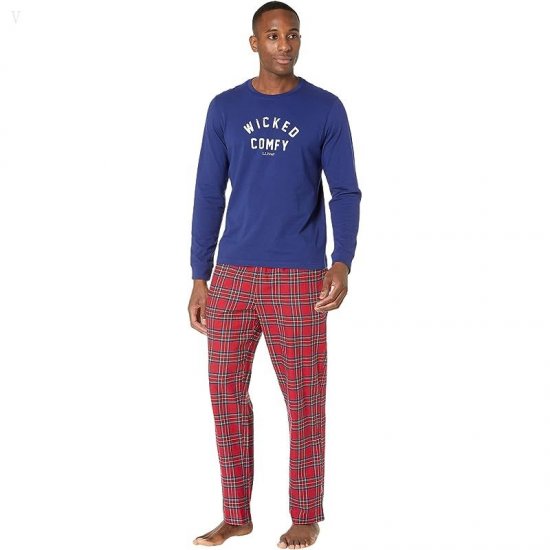 L.L.Bean Camp Pajamas Set Regular Deep Marine Blue ID-8OOuXDK0