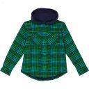 L.L.Bean Fleece Lined Flannel Shirt Hooded Plaid (Big Kids) Rainforest ID-KuxikpAa