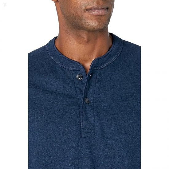 L.L.Bean River Driver Shirt Long Sleeve Henley Regular Bright Navy Heather ID-hIkqjE6d