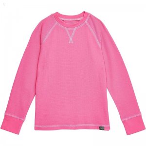 L.L.Bean Unshrinkable Mini Waffle Long Sleeve (Little Kids) Pink Berry ID-a7lgyXx3
