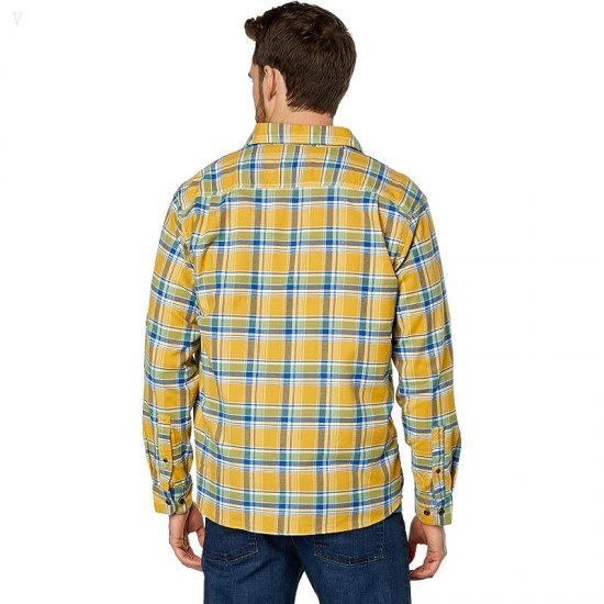 L.L.Bean BeanFlex All Season Flannel Shirt Long Sleeve Traditional Fit Warm Gold ID-P7JrMvlY
