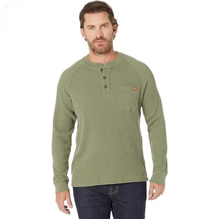 L.L.Bean BeanBuilt Waffle Henley Deep Olive ID-WNdzE5fo - Click Image to Close