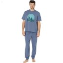 L.L.Bean Wicked Soft Knit Pajamas Short Sleeve Regular Vintage Indigo Tree Ring ID-T7QxIwrx