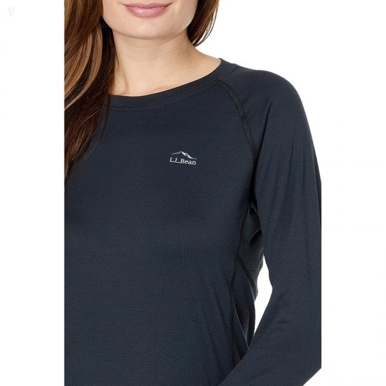 L.L.Bean Petite Midweight Baselayer Crew Long Sleeve Black ID-HJFeBuhv