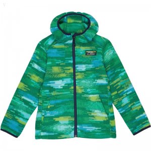 L.L.Bean Mountain Classic Fleece Hooded Print (Little Kids) Kelly Green Digi Camo ID-3azJKSwW
