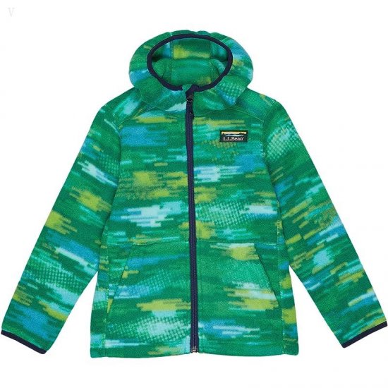 L.L.Bean Mountain Classic Fleece Hooded Print (Little Kids) Kelly Green Digi Camo ID-3azJKSwW