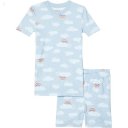 L.L.Bean Organic Cotton Fitted Short Sleeve Pajamas (Little Kids) Foggy Blue Clouds ID-z1wO2giO