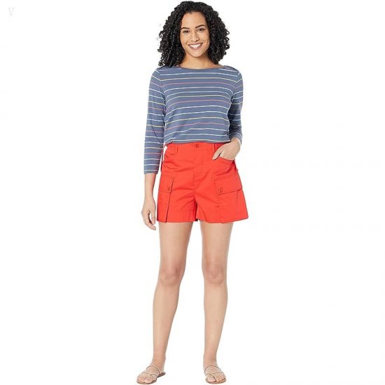 L.L.Bean Soft Stretch Supima Boatneck 3/4 Sleeve Stripe Vintage Indigo Multi Stripe ID-do3K7PFl