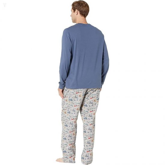 L.L.Bean Camp Pajamas Set Regular Vintage Indigo ID-ynxiGX3t
