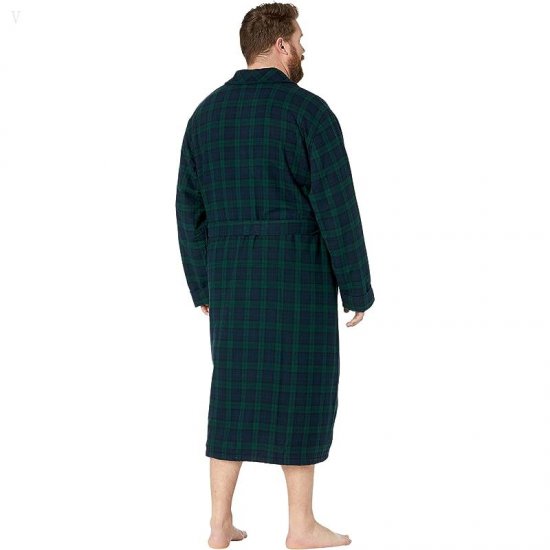 L.L.Bean Scotch Plaid Flannel Robe Sherpa Lined Tall Black Watch ID-JgoFXerJ