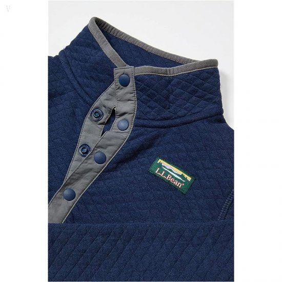 L.L.Bean Quilted Snap 1/4 Pullover (Little Kids) Nautical Navy/Vintage Indigo ID-ZgHwB8IC