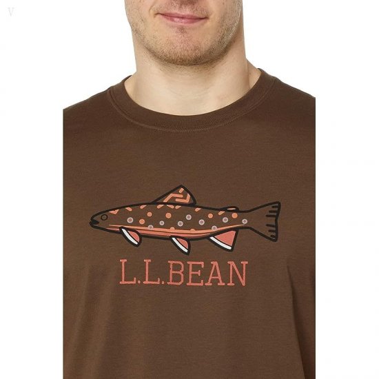 L.L.Bean Fishing Graphic Tee Shirt Short Sleeve Vintage Olive ID-o52eaoV9