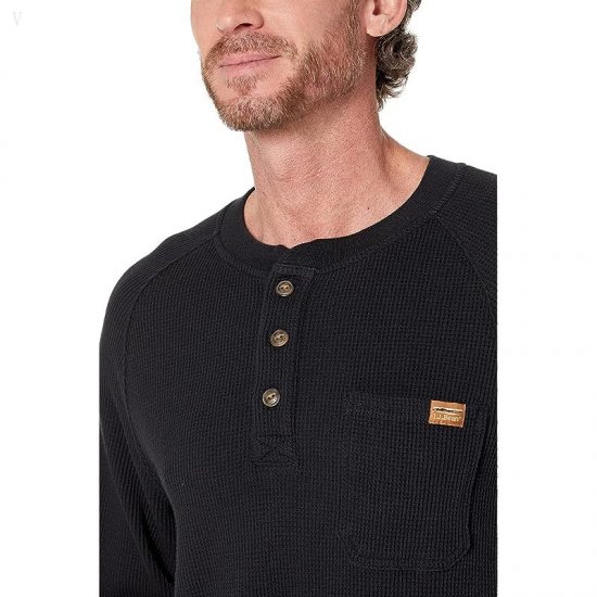L.L.Bean BeanBuilt Waffle Henley Midnight Black ID-XY4J2Yw2