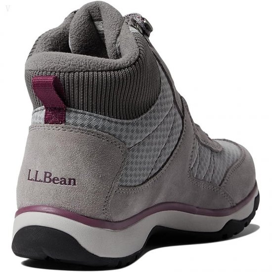 L.L.Bean Snow Sneaker 5 Mid Boot Water Resistant Insulated Lace-Up Frost Gray/Bramble Berry ID-YeyxcXuG