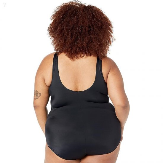 L.L.Bean Plus Size BeanSport Scoop Neck Tanksuit Black ID-dip25AS4